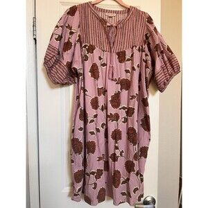 Knox Rose Retro 1970s Style Cottagecore Dress Pink Size Large Floral Detail